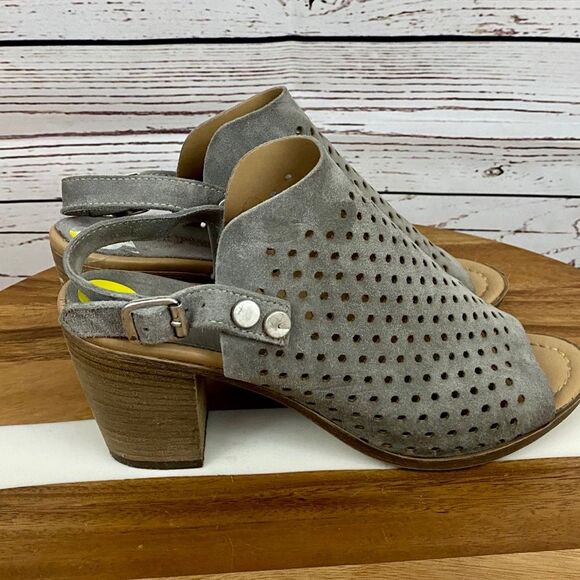 Anthropologie Sophia Milano Gray peep toe shoes Size 9 - Picture 3 of 10